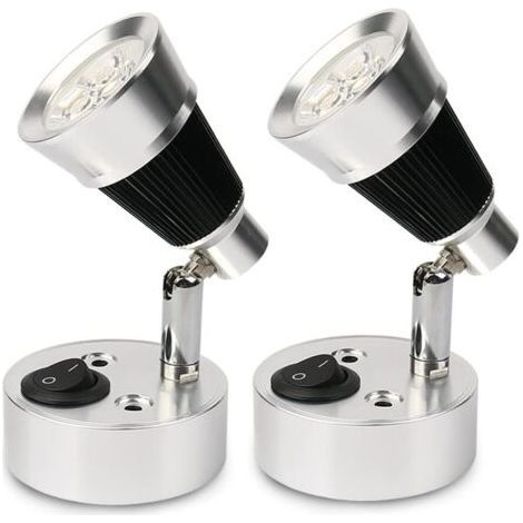 12V LED Spot Lampe de Lecture Murale, 2 pièces Auto LED Lumière Interrupteur réglable Intérieure e Van Lumière pour RV, , e, Bateau, Yacht (1/5)