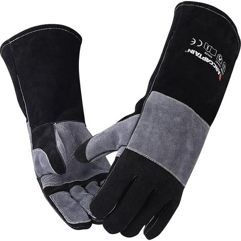 Gants de soudeur 40 cm en cuir, résistants à la chaleur 932 ℉ (1/5)