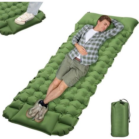 Matelas Camping Autogonflant Pliable,10 cm d'épaisseur Ultraléger Matelas Autogonflant 1 Personne avec Pompe à Pied et Coussin (1/4)
