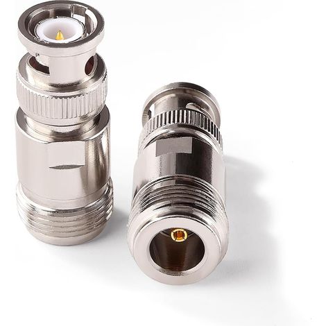 2 Pièces Cuivre Adaptateur Coaxial N Femelle vers BNC Mâle, N BNC Connecteur Coaxial RF, pour Câble D'extension D'antenne WiFi (1/5)