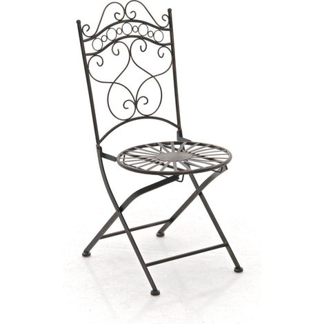 Chaise de jardin terrasse balcon design rustique en fer forgé bronze 100003003 (1/5)