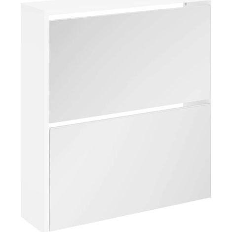 Maison Exclusive - Scarpiera con 2 Ripiani e Specchio Bianco 63x17x67 cm
