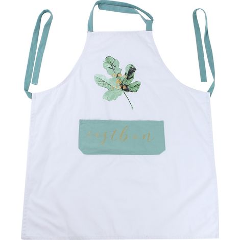 Tablier De Cuisine En Coton Blanc Imperméable Avec Poche Pour Cooking Et Bricolage - 1 Pièce (1/5)