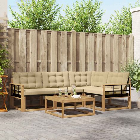 vidaXL Outdoor-Sofagarnitur 5 pcs Weiß und Beige 79 x 79 x 37 cm (1/5)