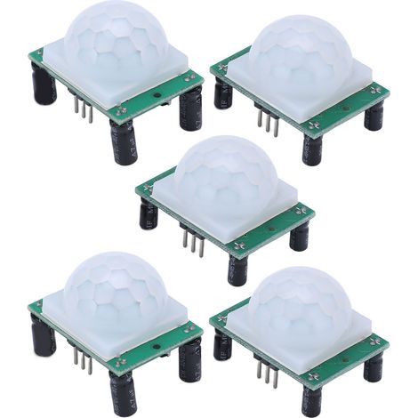 Lot de 5 modules infrarouges PIR (PIR) pour circuit imprimé, sensibles, stables, précis et à faible consommation, détecteurs de mouvement humain pour systèmes d'alarme, 4,5-20 V CC. (1/5)