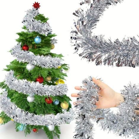 Weihnachtsgirlande 10m Silber mit Schnee-Spitzen, für Innen & Außen