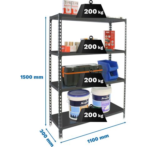 Simonrack Regalsystem Anthrazit Metall 1500x1100x300 mm