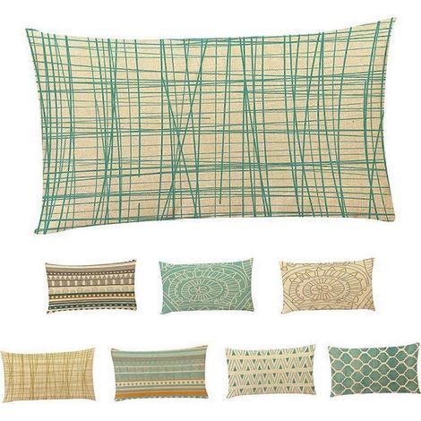 Housse de coussin rectangulaire en lin et polyester, fermeture éclair invisible, pour canapé et décoration intérieure, 30 x 50 cm (1/4)
