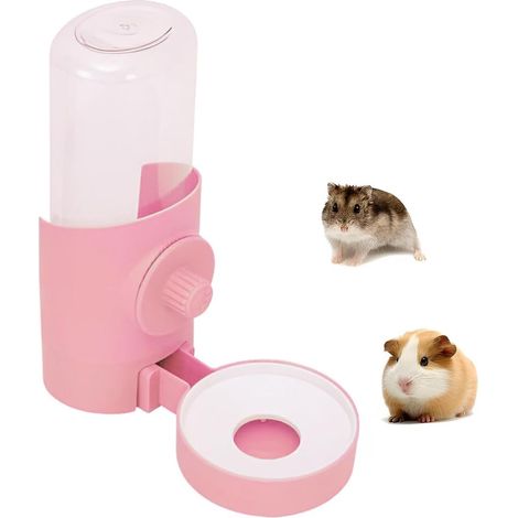 500ml Rabbit Feeding Bottle, Rabbit Drinker, Rabbit Water Dispenser, Hanging Water Fountain for Hamster, Guinea Pig, Rabbit, Rat, Chinchilla, Ferret, Gerbil (Pink) (1/3)