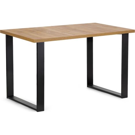 KONSIMO Esstisch Esszimmertisch rechteckig Loft-Stil "CETO", Gold, laminierte Möbelplatte/Metall, Loft, 125x77x80 cm (1/4)