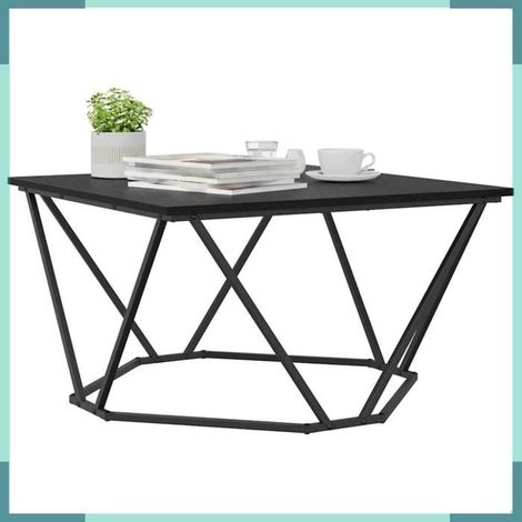 Table basse - 868273 - Chêne noir - 80 x 80 x 45 cm - Panneaux de particules & acier (1/5)