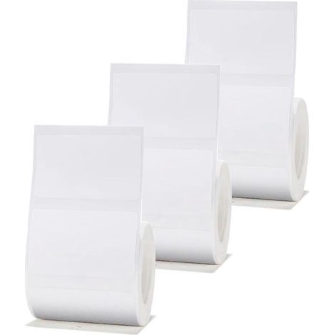 3 Rollen weißes Etikettenpapier (50 x 30 mm), kompatibel mit den Etikettiergeräten B1, B21 und B3S. Wasserfestes, selbstklebendes Etikettenpapier. (1/5)