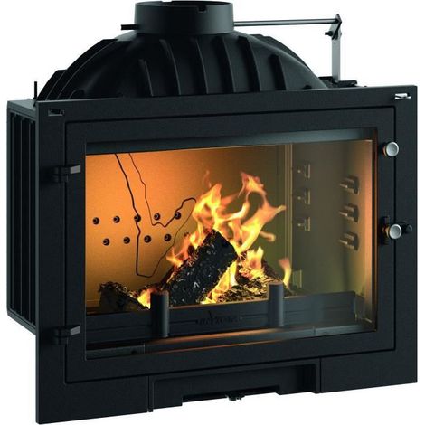 Invicta – Foyer à bois en fonte – Milos 700 – Puissance 10kW – Surface de chauffe 55 à 120 m² – Sortie des fumées dessus D. 180mm – Éco-design