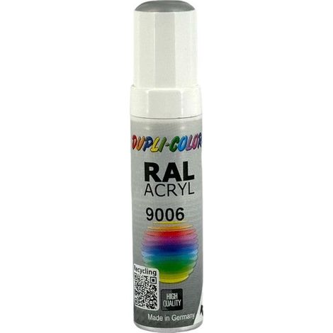 Stylo de retouche peinture acrylique - Gris aluminium - RAL 9006 - Mat - Tous supports - Duplicolor