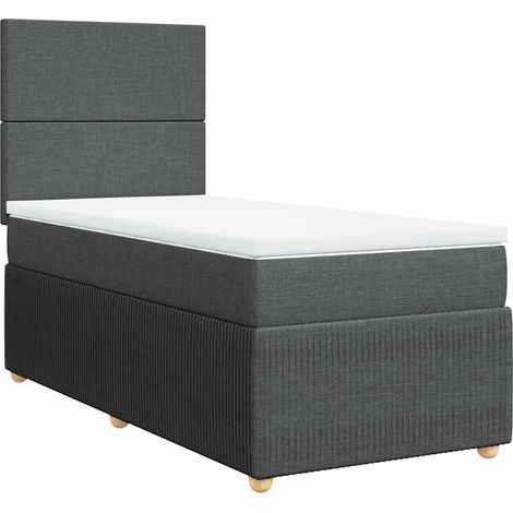 Maison Exclusive - Sommier à lattes de lit et matelas Gris foncé 90x190 cm Tissu (1/5)