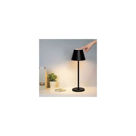 Tischlampe Kabellos Gr4tec Led Tischlampe Akku Dimmbar Touch Switch & Aufladbar Usb-c Aluminium Tischlampen Schwarz 3w 3000k Warmwei Ip44 Wasserdic-Crezuo