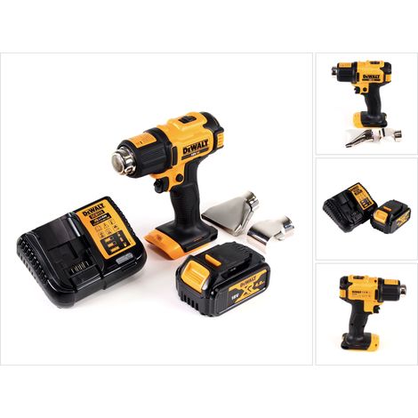 Pistolet à air chaud sans fil DeWalt DCE 530 M1 18 V 530 °C + 1 batterie 4,0 Ah + 1 chargeur + buse plate et buse à réflecteur (1/5)