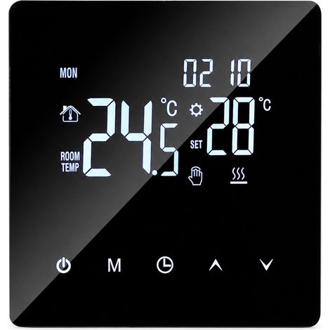 Thermostat universel 3 A pour chauffage hydraulique/chaudière, noir, sans Wi-Fi, affichage numérique (1/5)