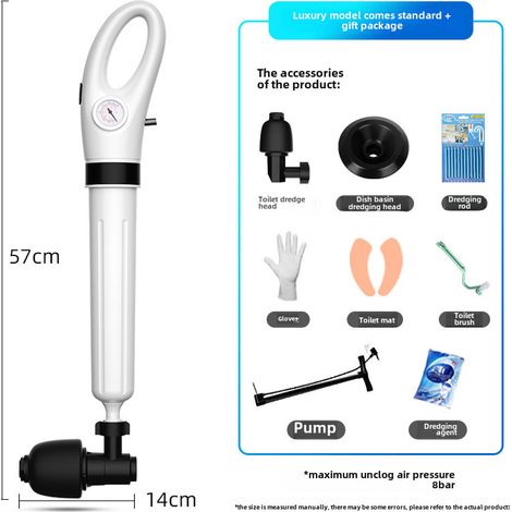 Déboucheur de toilettes, outil spécial pour canalisations bouchées, déboucheur de siphon de sol New Channel (Luxe standard [8 pressions - 57 cm de long - paroi du cylindre 3,8 mm] 1 acheté = 8 offerts (1/5)