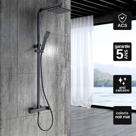 Colonne de Douche et Baignoire noir mat anti-calcaire - Design Moderne et Économie d'eau - Kit Complet FIYI IMEX
