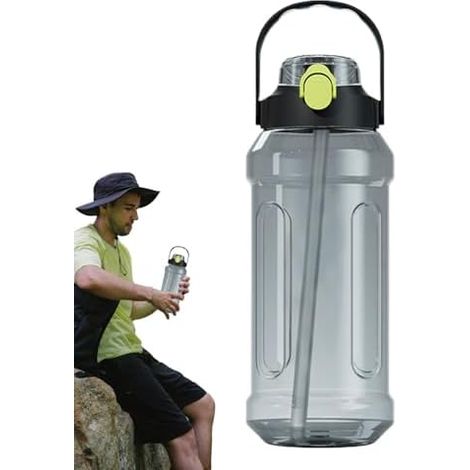 Gourde de sport à double bec verseur  Gourde grande capacité à double bec verseur avec graduation, idéale pour le camping, le sport, les voyages, la salle de sport, la randonnée et l'école. (1/5)