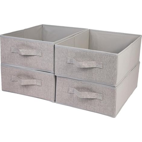 Lot de 4 Boite Rangement Tissu Pliable Avec Poignée Pour Vêtements Jouets Livres Étagère (1/5)