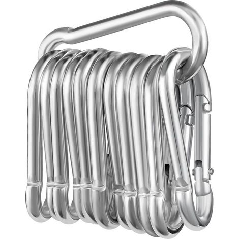 Lot de 12 mousquetons,Φ660 mm, Mousqueton Charge maximale de 180 kg, ne rouillent Pas, Crochets d'escalade galvanisés,Mousqueton pour Porte-clés, hamacs, Camping, pêche, auvents etc. (1/5)