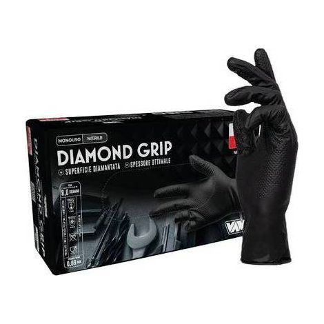 2,0 x GUANTO NITRILE MONOUSO NERO DIAMOND MED