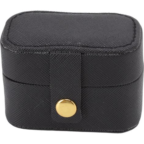 Boîte de Rangement Mini Anneaux en Cuir PU pour Bijoux Voyage - Étui à Boucles d'Oreilles Compact Noir (1/5)