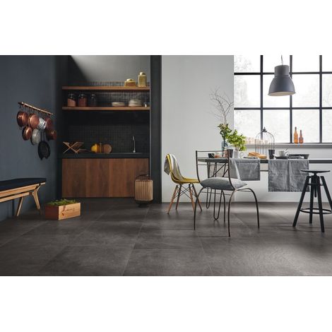 Carrelage Intérieur Effet Pierre X-ROCK 60x60 cm Black Xrock (1/3)