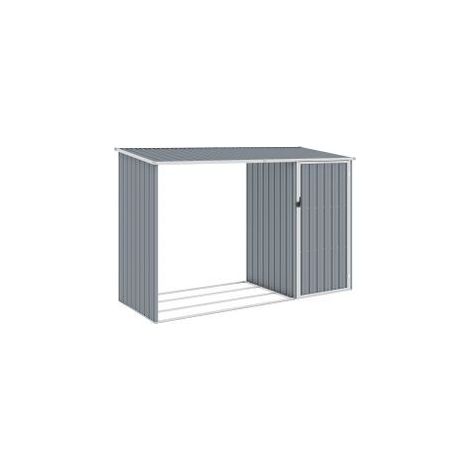 Abri à bois de jardin Gris 245x98x159 Acier galvanisé (1/5)