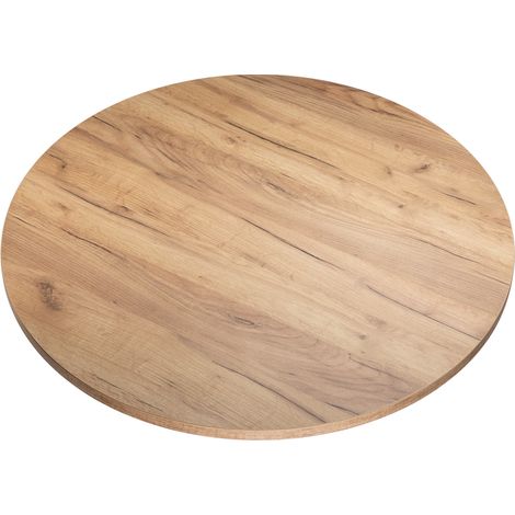 Plateau de table rond en chêne craft 90 cm – Résistant aux rayures et à l'humidité – Pour bureau et salle à manger
