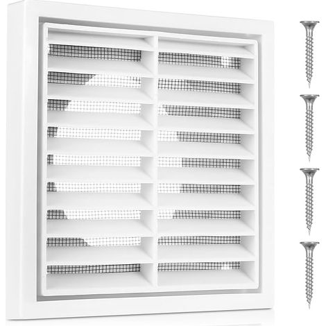 Outdoor ventilation grille, rectangular plastic ventilation grille, suitable for 100 mm ventilation grills with built-in mosquito net, for kitchen hoods, ceilings, offices, home. (1/5)
