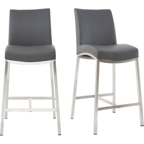 Barhocker Aluminium gebürstet PU Dunkelgrau 66 cm (2er-Set) OLLY