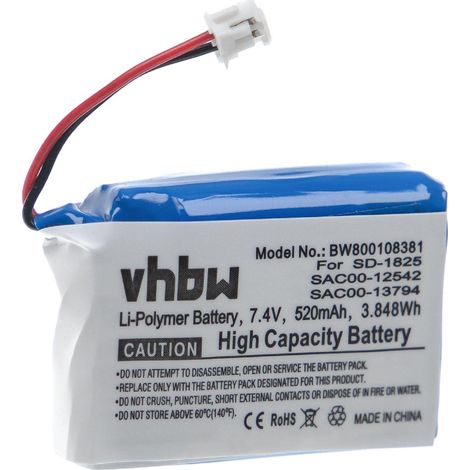 vhbw Akku Ersatz für Sportdog SAC00-12542 für Hundehalsband Hunde-Trainer (520 mAh, 7,4 V, Li-Polymer)