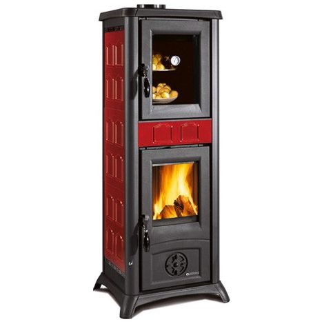STUFA A LEGNA 'GEMMA FORNO' 7,2 kW - colore bordeaux (1/5)