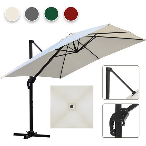 Randaco Ombrello offset inclinabile 3x3M, ombrello pieghevole da giardino all'aperto, base trasversale girevole a 360° Protezione UV50+, Beige