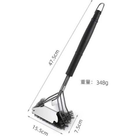 Brosse Barbecue - Poils Acier Inoxydable - Pour Grill Et Plancha - 3 En 1 Avec Grattoir - 1 Pièce (1/4)