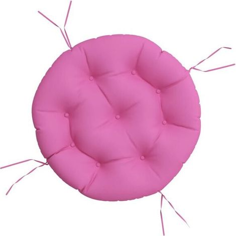 Coussin rond rose, 60 cm de diamètre et 11 cm de hauteur, en tissu Oxford. (1/5)