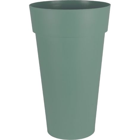 EDA – Pot de fleur rond Toscane Ø 48 cm – Hauteur 80 cm – Polypropylène – Vert Laurier – Résistant aux chocs et anti-UV