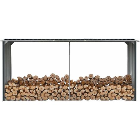 Brennholzlager Verzinkter Stahl 330 x 92 x 153 cm Anthrazit