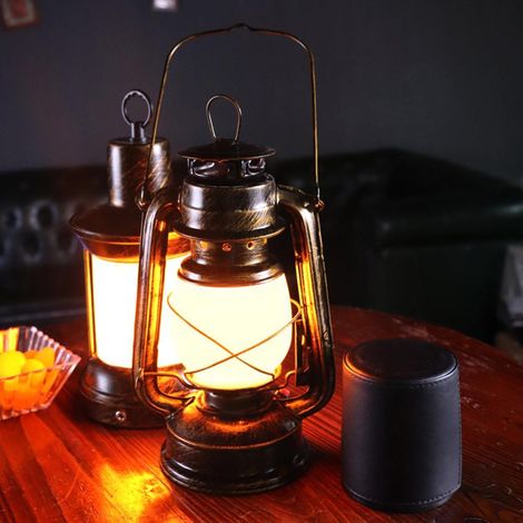 1 ensemble de lanterne rétro d'extérieur pour le camping, éclairage LED rechargeable portable, barre lumineuse d'ambiance pour cour, couleur cuivre (1/5)