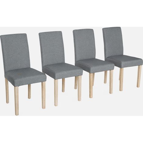 Silla de tela con patas de madera, set de 4
