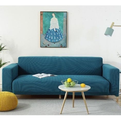 Elastischer Sofabezug - geeignet für Familien mit Kindern und Haustieren - dunkelblau, passend für Sofas von 90 bis 140 cm. (1/5)