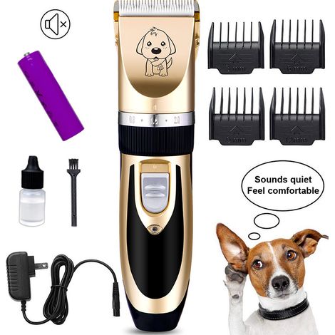 Kit de toilettage pour chiens, silencieux, électrique, rechargeable, sans fil, tondeuse pour poils épais, convient aux chiens, chats et autres animaux à poils longs.-AquaForge (1/5)