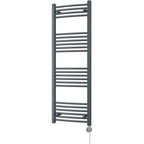 Zennor - Anthracite Electric Towel Rail H1400mm x W500mm Curved 500w Thermostatic (1/3)