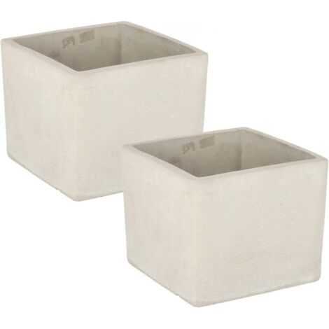 Lot de 2 pots de fleurs carrés en béton décoratif (11 x 11 cm)-NANOTEH (1/5)