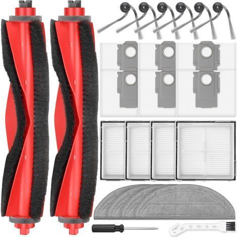 24er-Pack – Zubehör für Saugroboter – Roborock Ersatzteile – HEPA-Filter, Hauptbürste, Staubbeutel für Q10 S5+ Schwarz 25,5 cm (1/5)