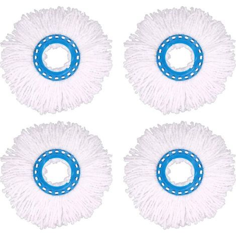 Set di 4 testine di ricambio rotonde in microfibra per mocio, con rotazione a 360° per la pulizia dei pavimenti (diametro 16 cm) (1/5)