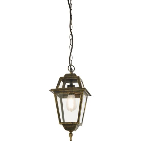 Lanterna pendente New Orleans, oro nero e vetro, IP44 (1/5)